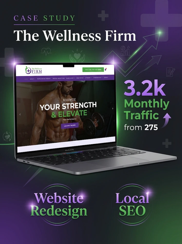 The Wellness Firm case study — Tampa website mockup and traffic growth